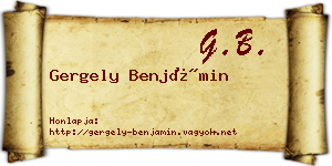 Gergely Benjámin névjegykártya
