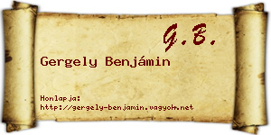 Gergely Benjámin névjegykártya